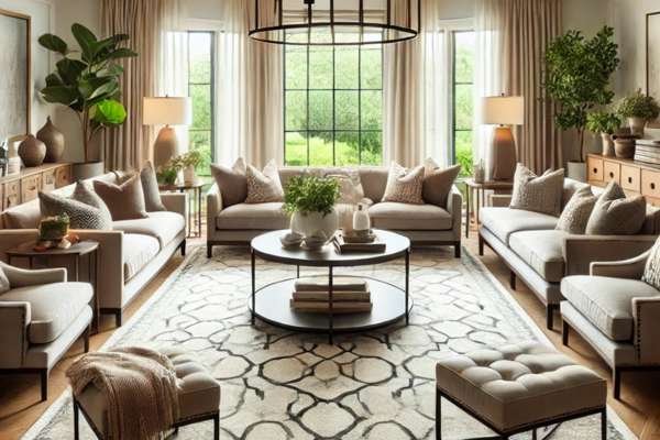 Positioning Accent Chairs and Ottomans Around the Rug